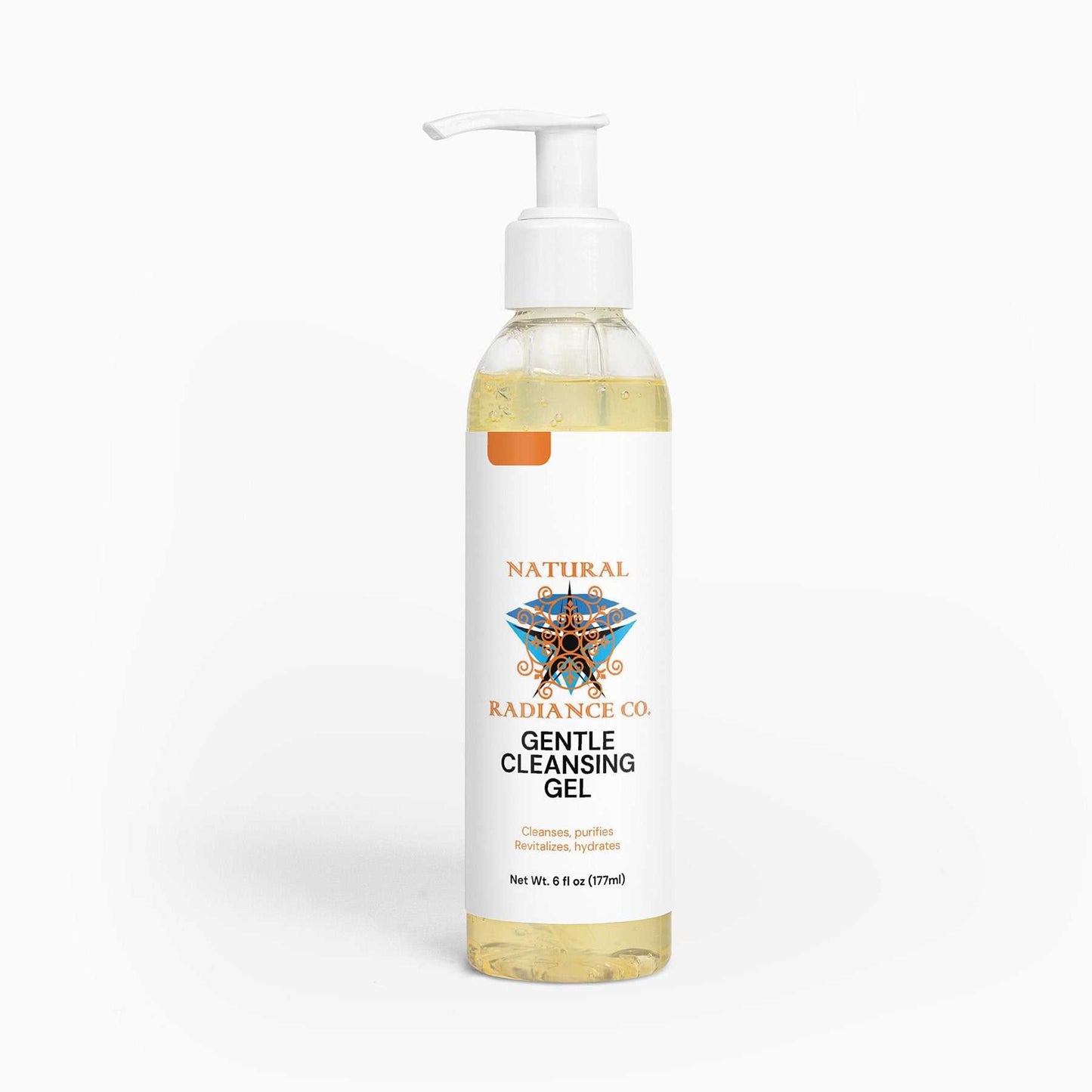 Gentle Cleansing Gel bottle with white pump dispenser, 6 fl oz, by Natural Radiance Co.