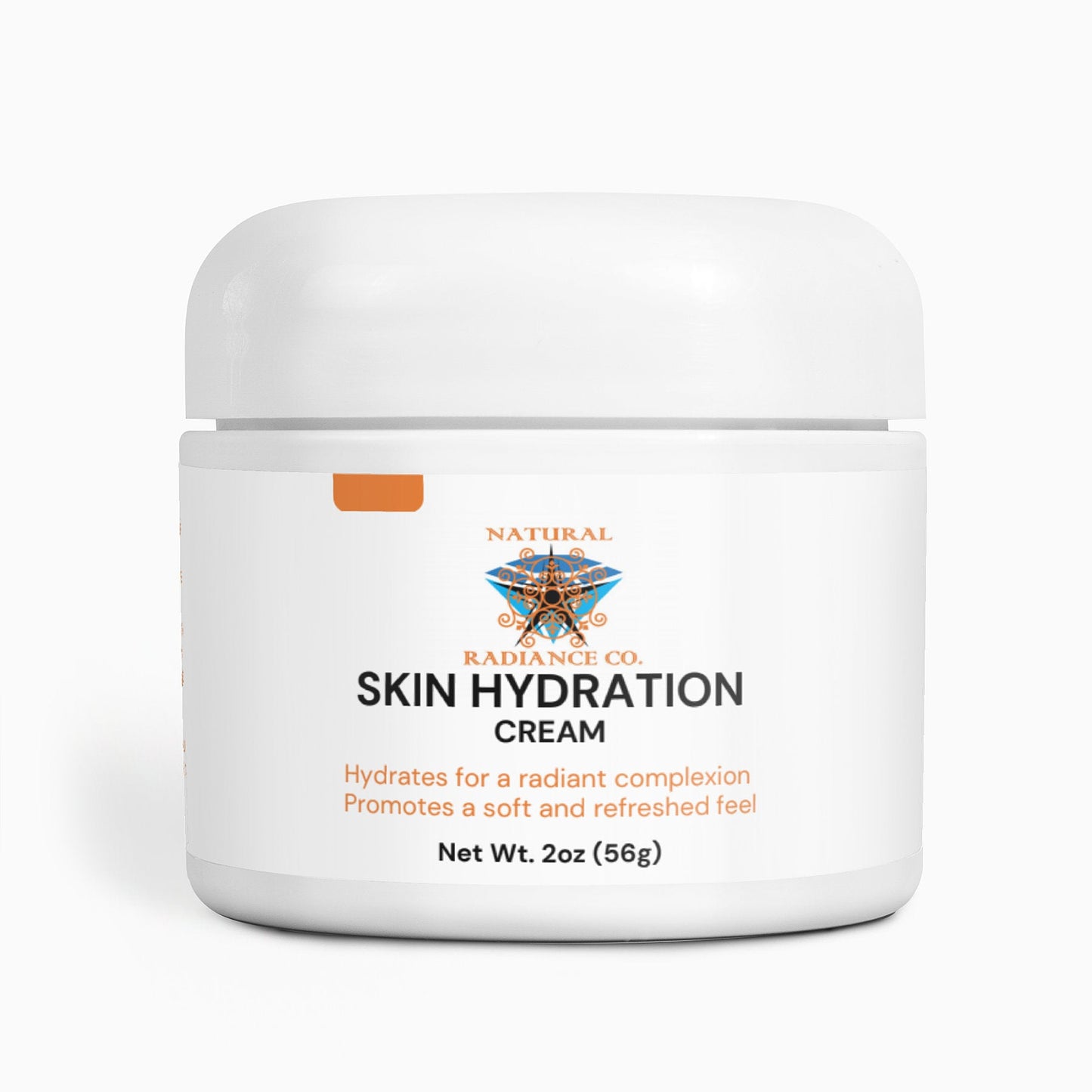 Skin Hydration Cream jar on white background, hydrates and smooths skin, 2 oz.