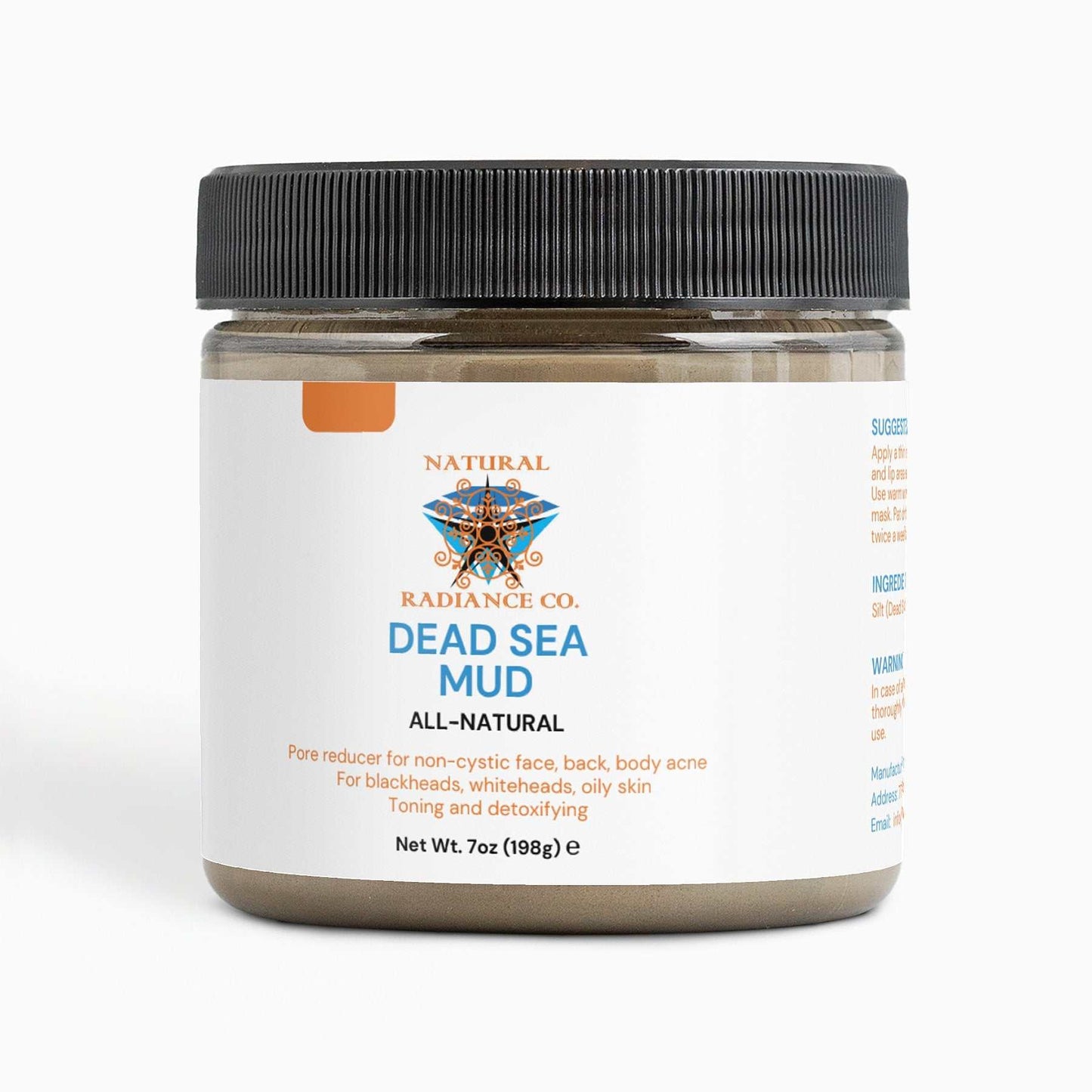 Dead Sea Mud jar for natural skincare and pore reduction, 7 oz.