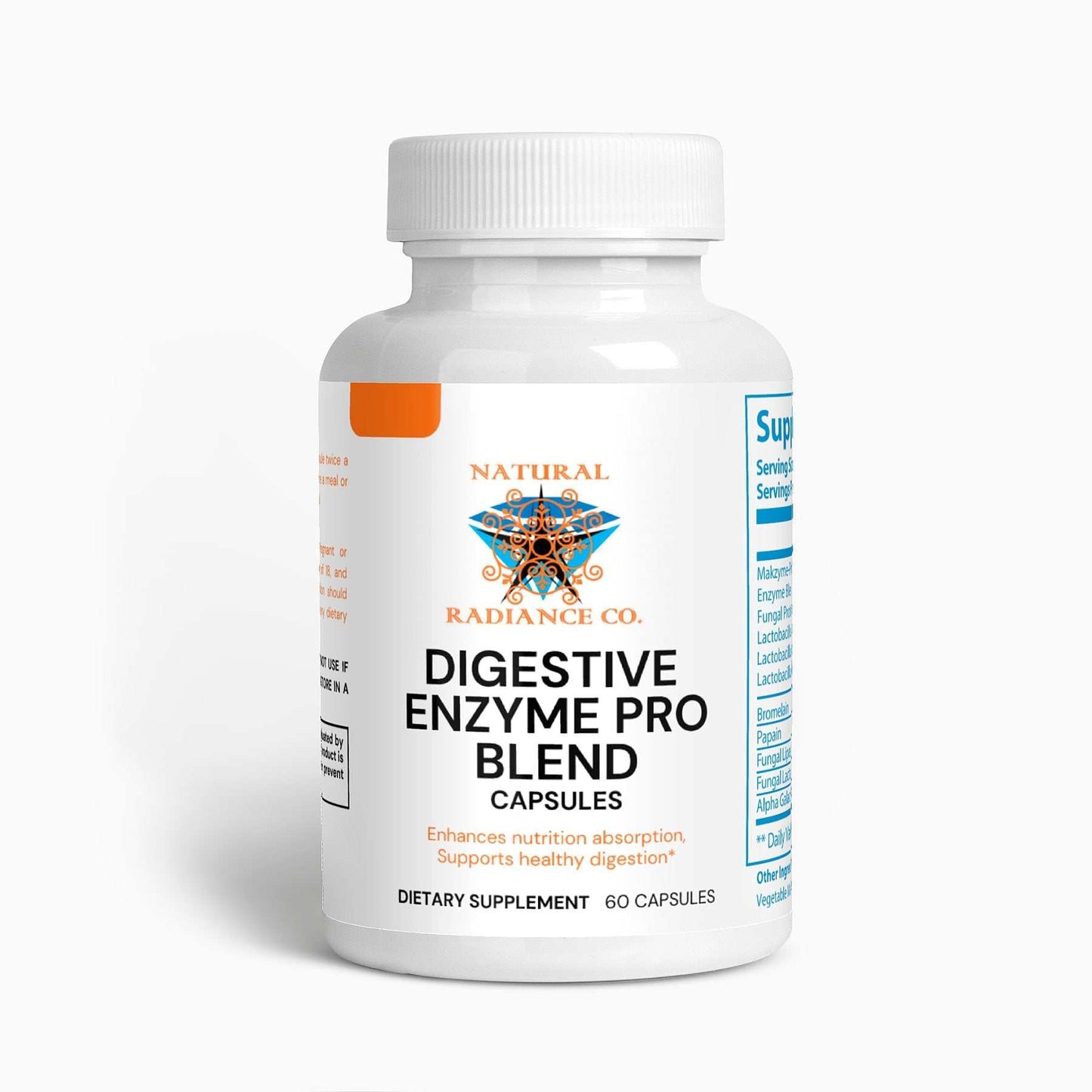 Digestive Enzyme Pro Blend supplement bottle, 60 capsules for enhanced digestion and nutrient absorption.