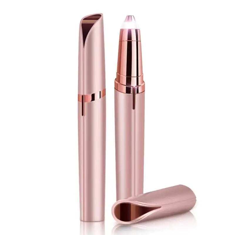 Sleek rechargeable eyebrow hair remover with precision tip and LED light.