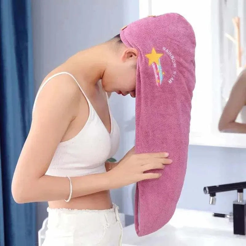 Magic Hair Towel in use for quick and easy hair drying.