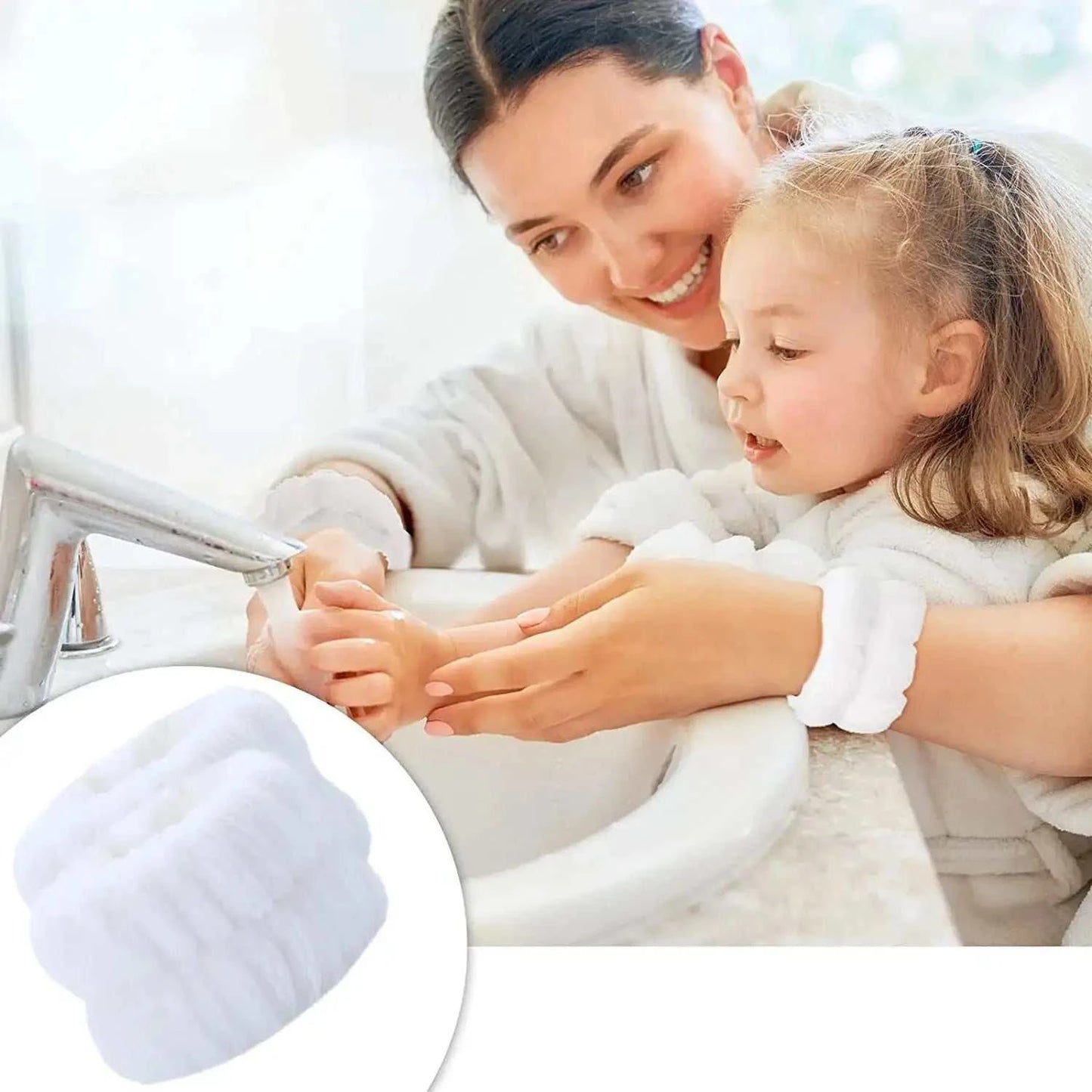 Plush Bow Hair & Wristband Set for Skincare and Pampering Sessions