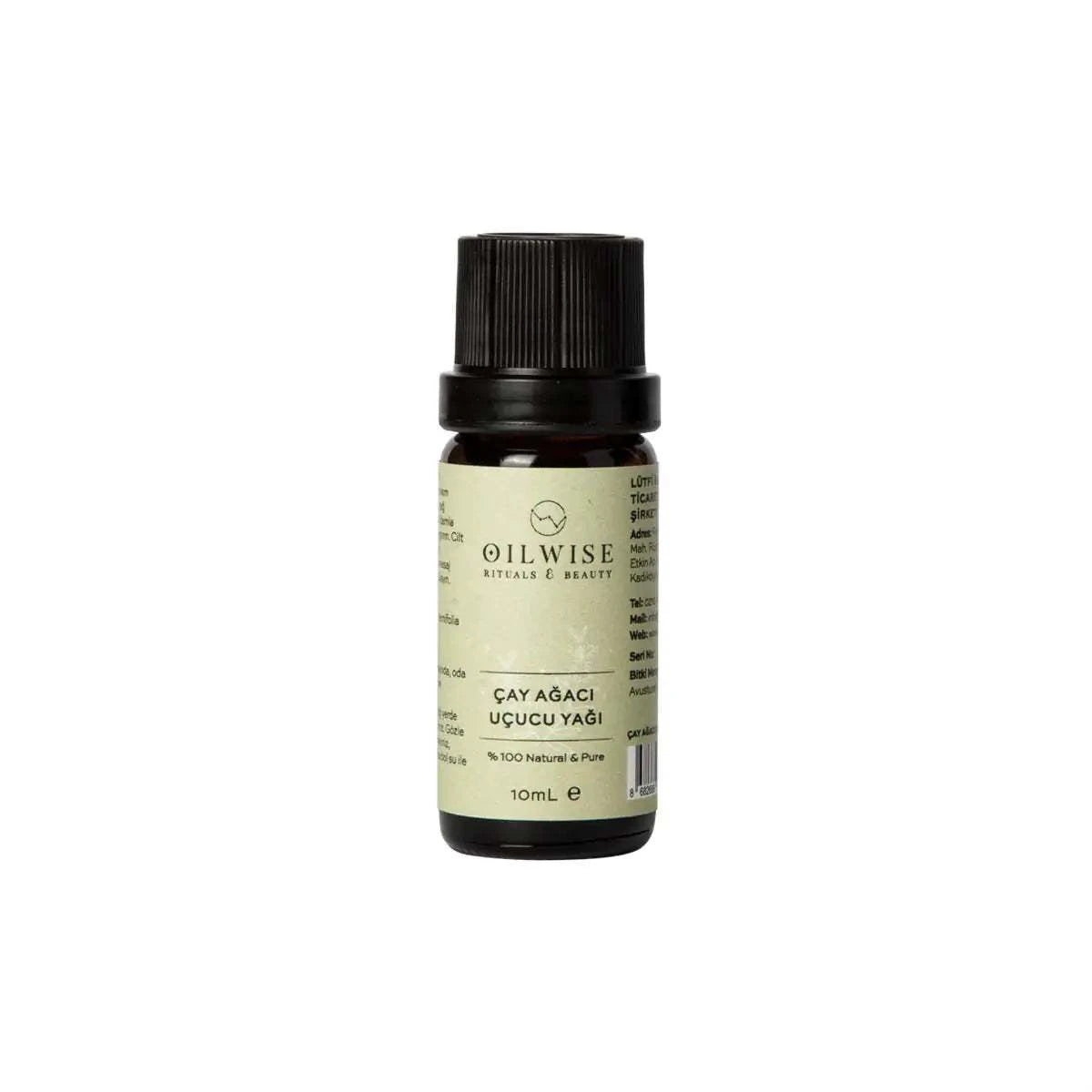Oilwise Tea Tree Oil 10 ml bottle with antibacterial properties for acne-prone skin.