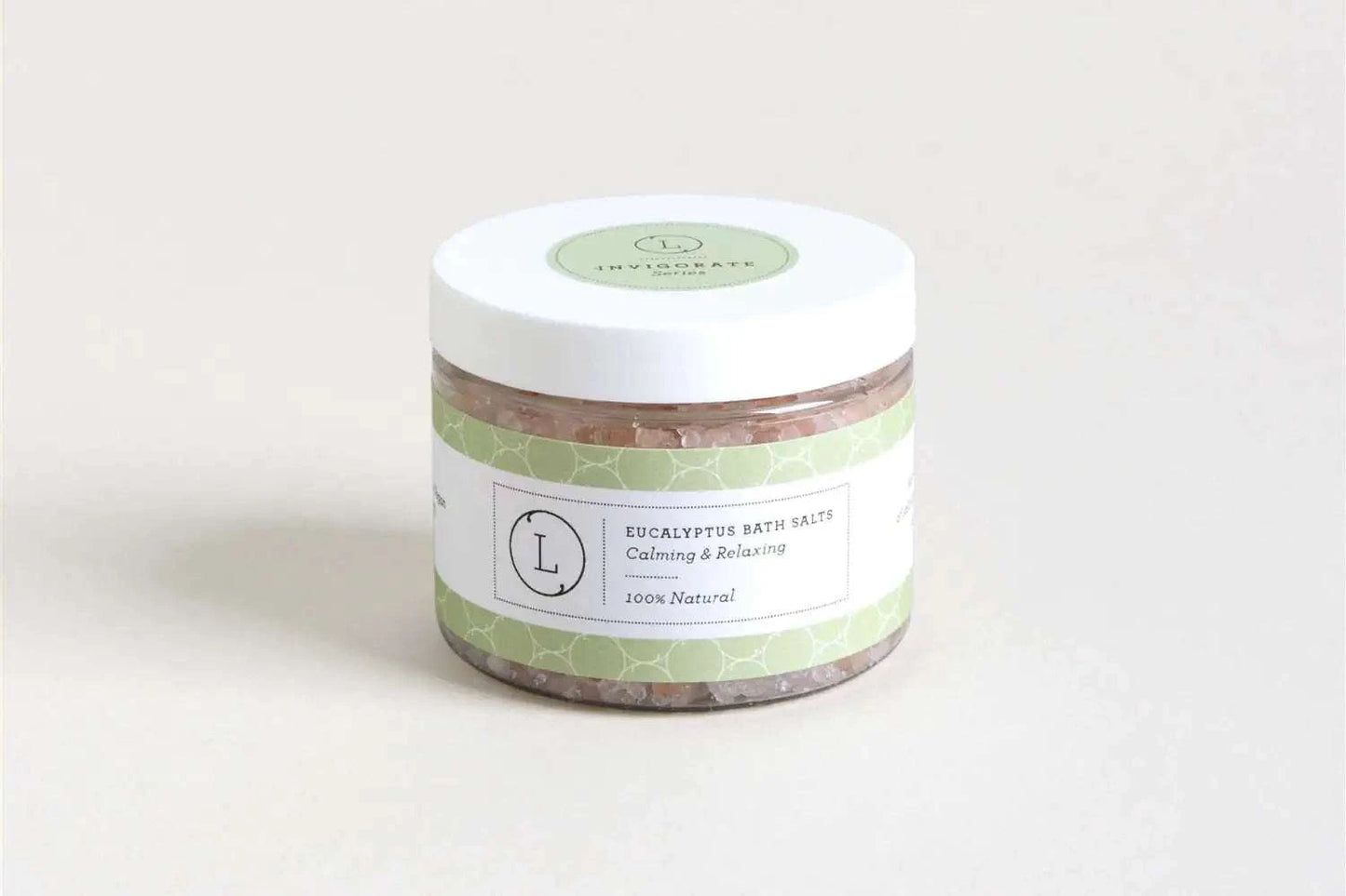 Eucalyptus bath salts jar from Christmas gift basket set.