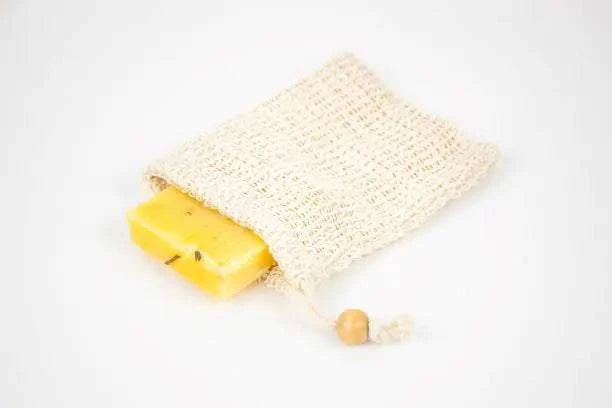 Grapefruit soap in a natural soap saver bag for Christmas gift box.