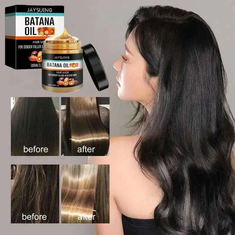 Hair oil cream for strengthening and promoting hair growth with natural oils, before and after results.