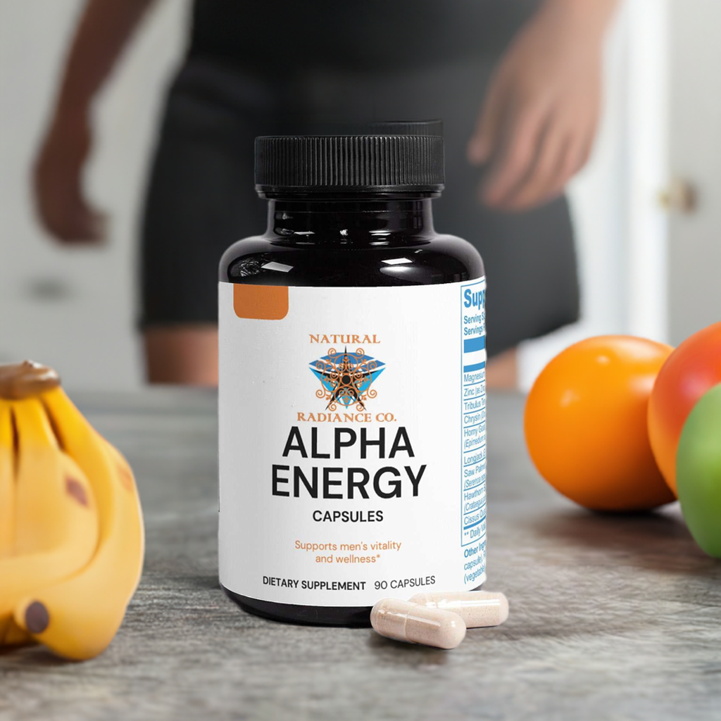 Alpha Energy dietary supplement supporting men's vitality and wellness, 90 capsules.