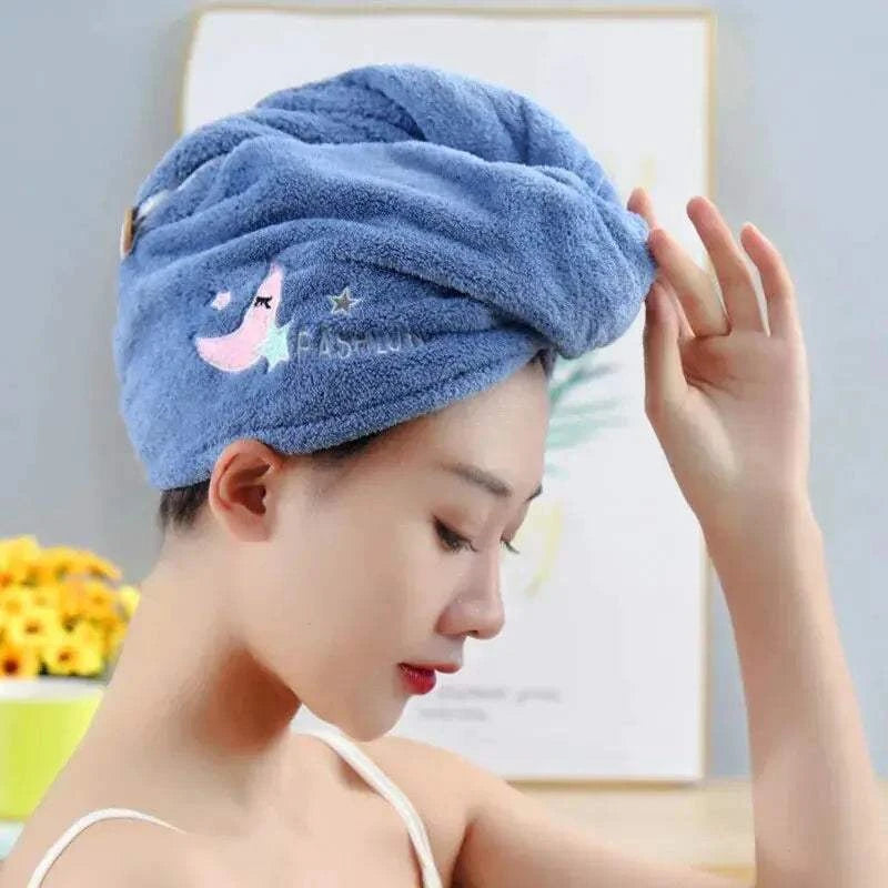 Magic Hair Towel in use for fast hair drying.
