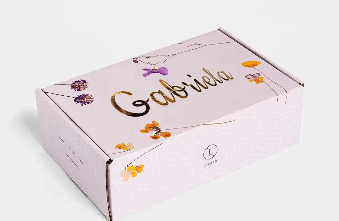 Breast Cancer Awareness Gift Box with personalized name and floral design.