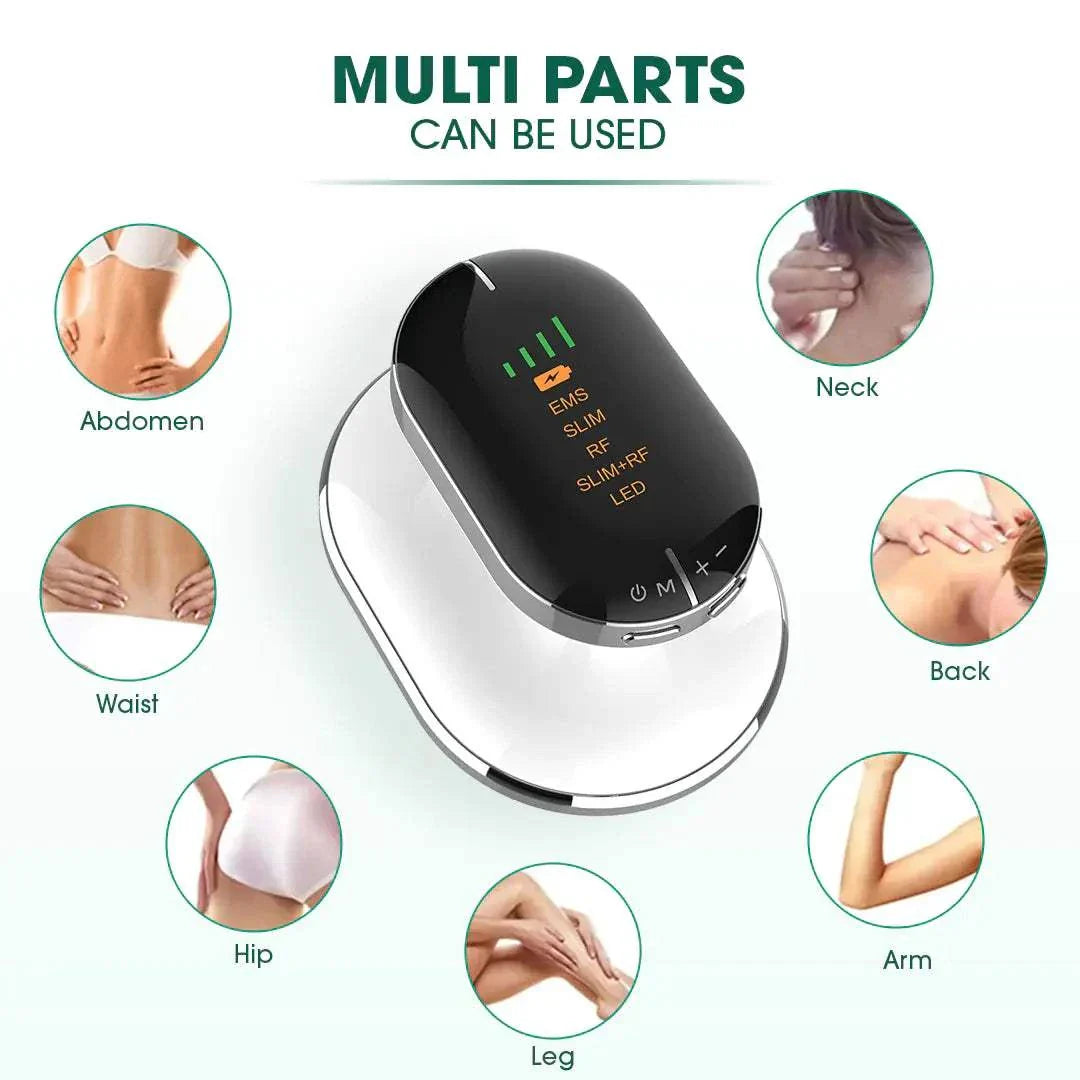 Advanced body contouring device for muscle building, skin tightening, and fat burning with multiple modes and intensity levels.