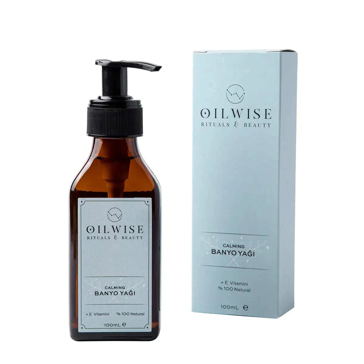 Oilwise Calming Bath Oil 100 ml bottle and packaging.