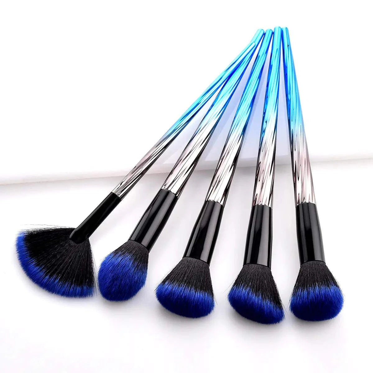 Blue Ocean Makeup Brush Set with elegant blue design and soft bristles.