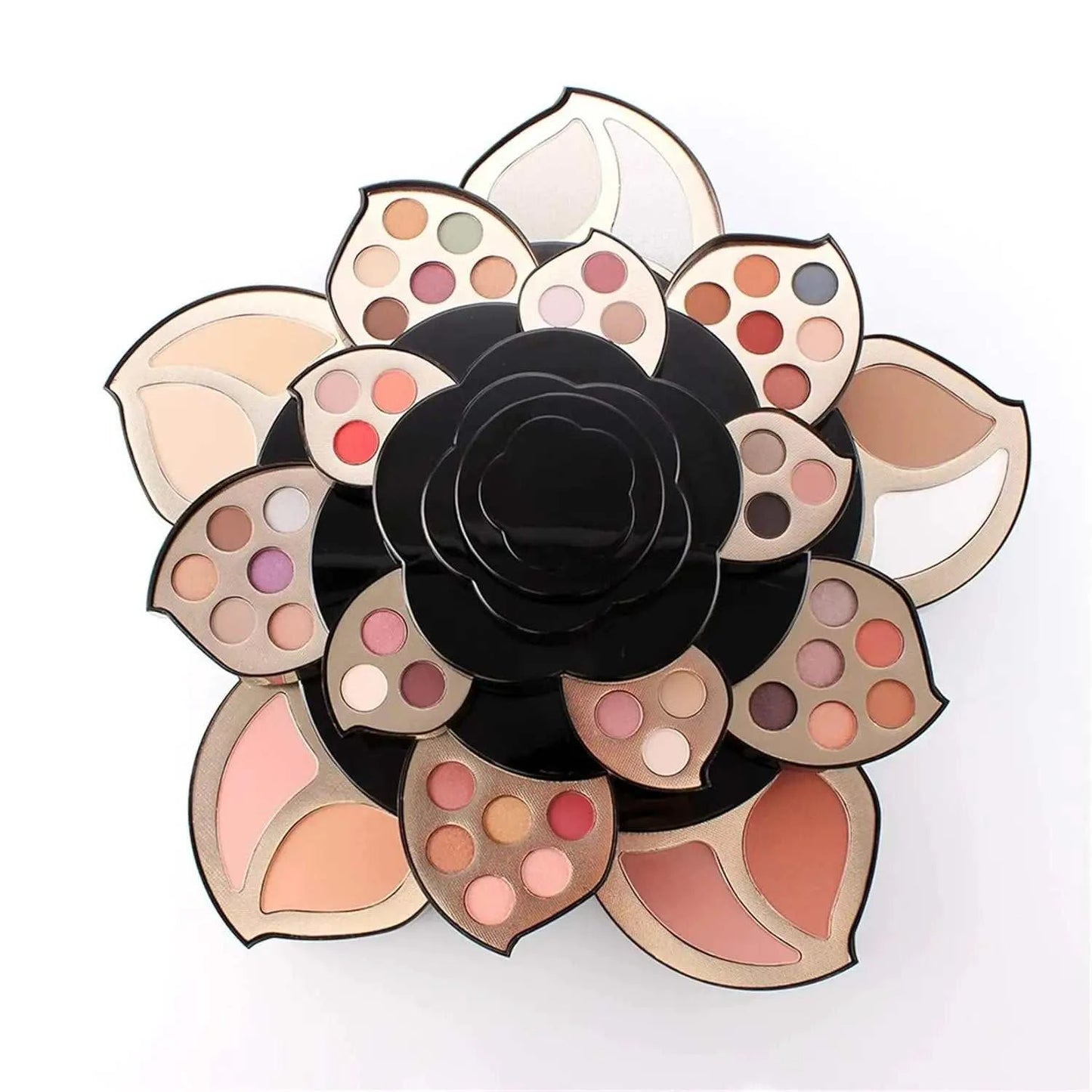Multifunctional Makeup Starter Kit with diverse eyeshadow and blush shades.