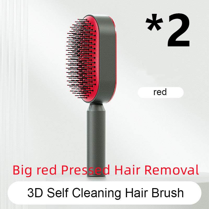 One Click Push Button Self Cleaning Hair Brush