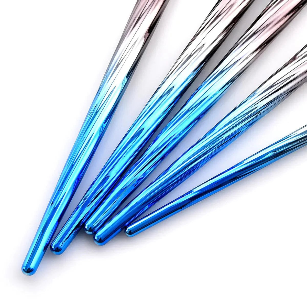 Blue Ocean Makeup Brush Set with elegant blue gradient handles.