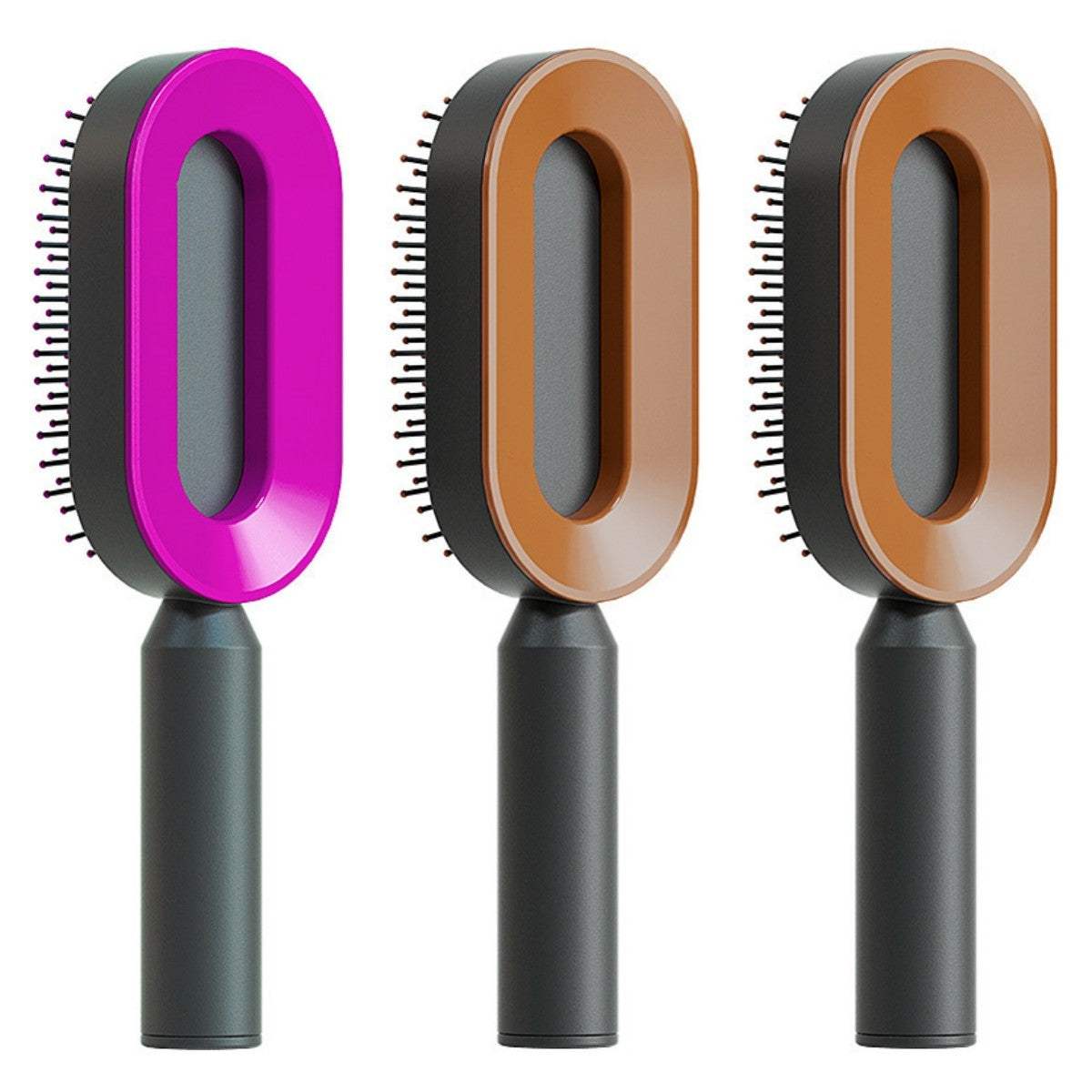 One Click Push Button Self Cleaning Hair Brush