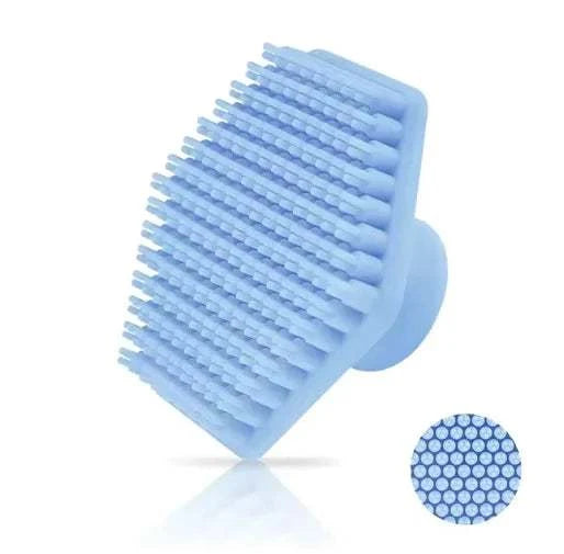 Miniature silicone facial cleaning brush with soft bristles for deep cleansing and exfoliation.