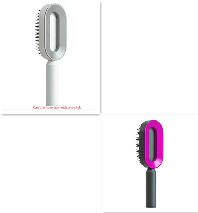 One Click Push Button Self Cleaning Hair Brush