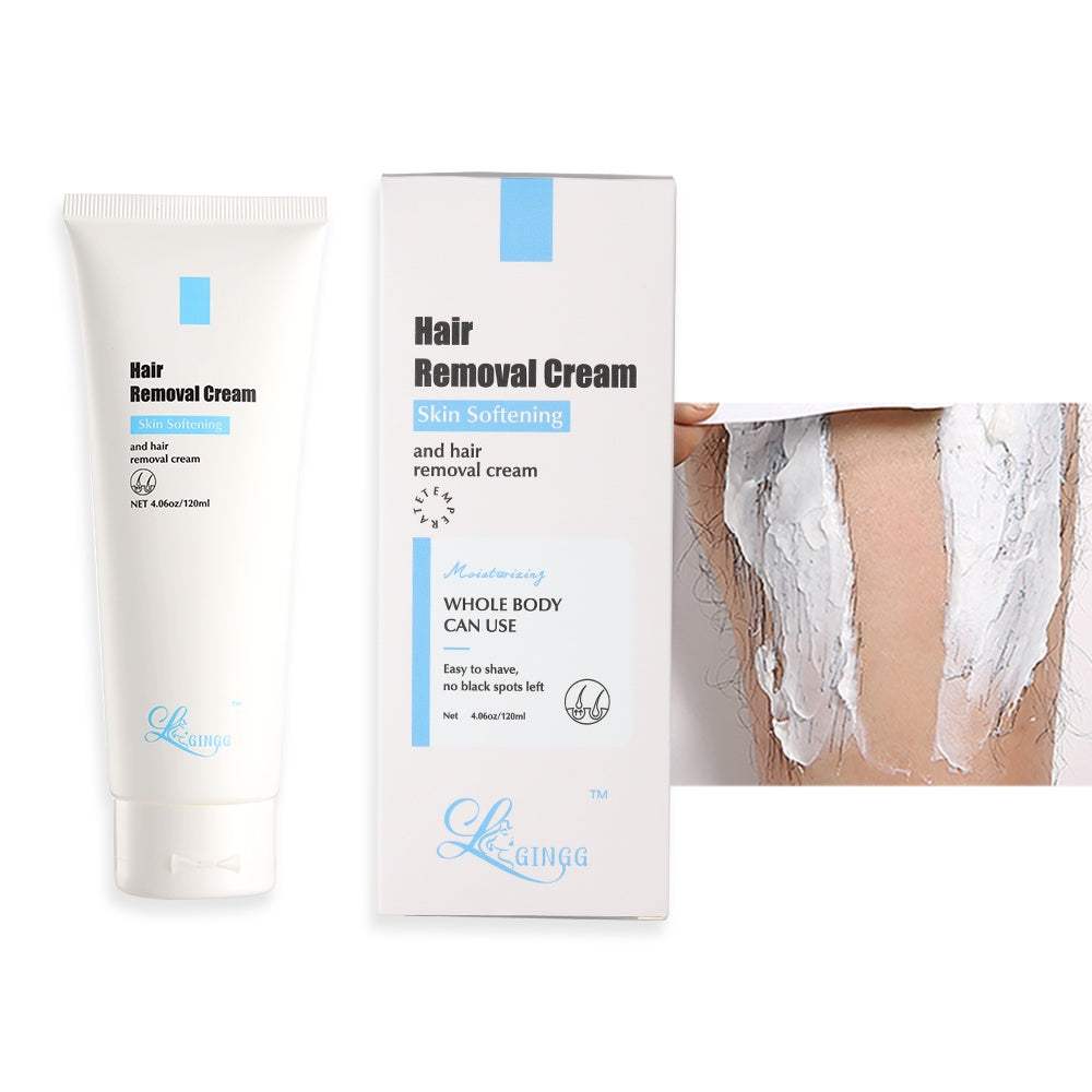 Hair Removal Cream for Women and Men, painless and effective, enriched with Aloe Vera and Vitamin E for smooth skin. Suitable for various body areas.