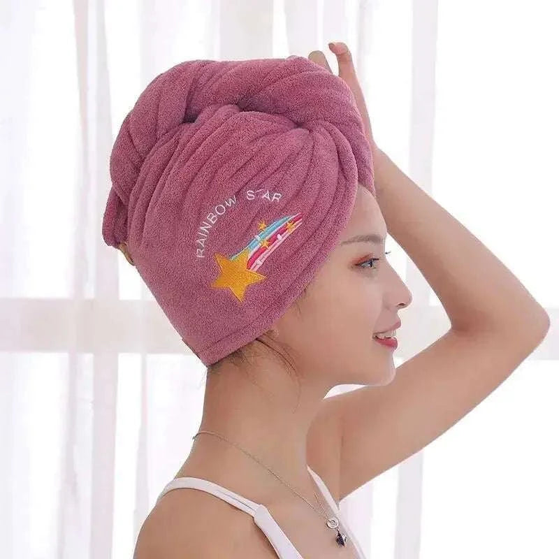 Magic Hair Towel in use, showcasing quick-dry microfiber material.