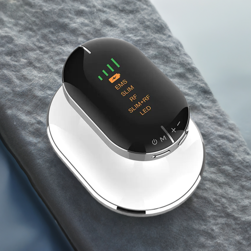 Advanced body contouring device with multiple modes displayed on a sleek black and white design.