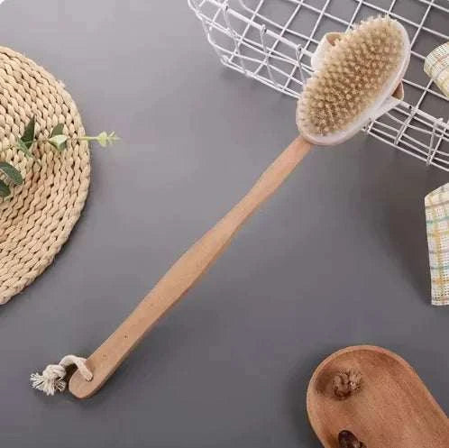 CircuGlow 2 in 1 Massage Brush with natural bristles for exfoliation and massage.