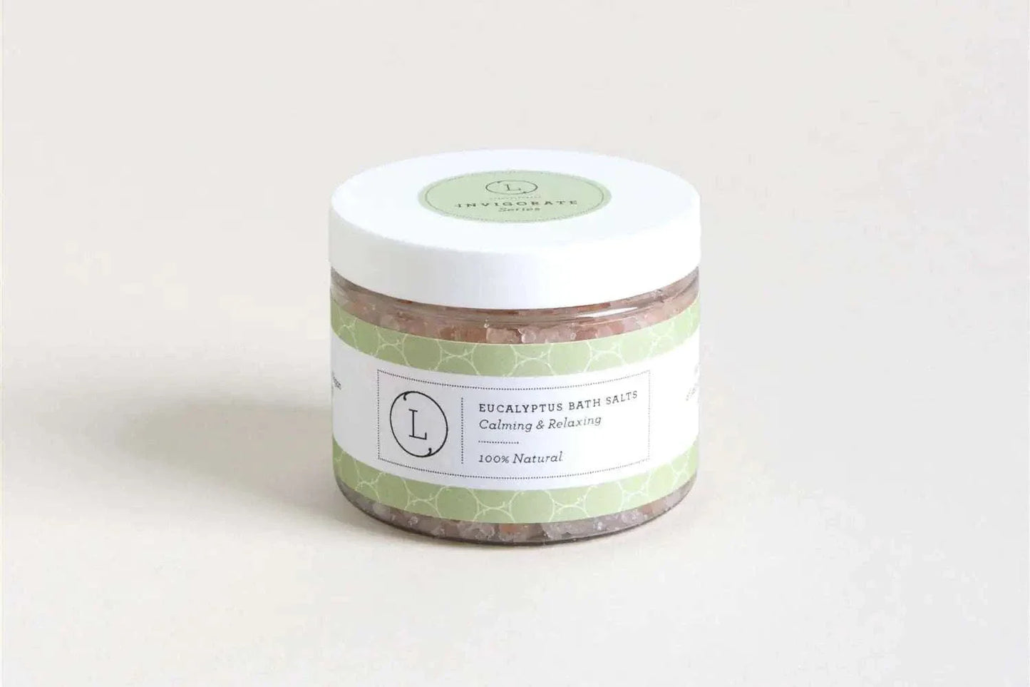 Eucalyptus bath salts jar from Valentine's Day luxury spa gift set.