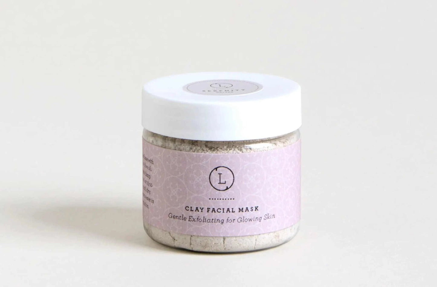 Lizush clay facial mask in a jar for gentle exfoliation, lavender gift set item.