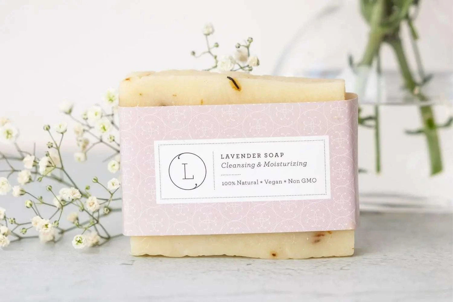 Lavender soap with natural ingredients and decorative label, ideal for Mother's Day pampering gift sets.