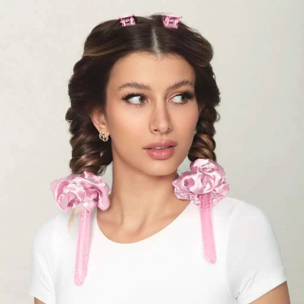 Eco-friendly curling tool in use for creating natural curls.