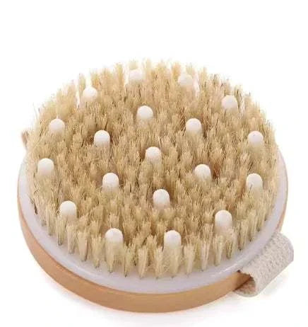 CircuGlow 2 in 1 Massage Brush with natural bristles for exfoliating and massaging.