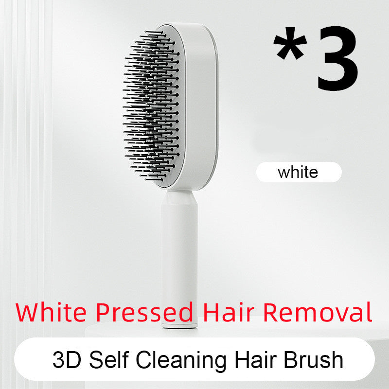 One Click Push Button Self Cleaning Hair Brush