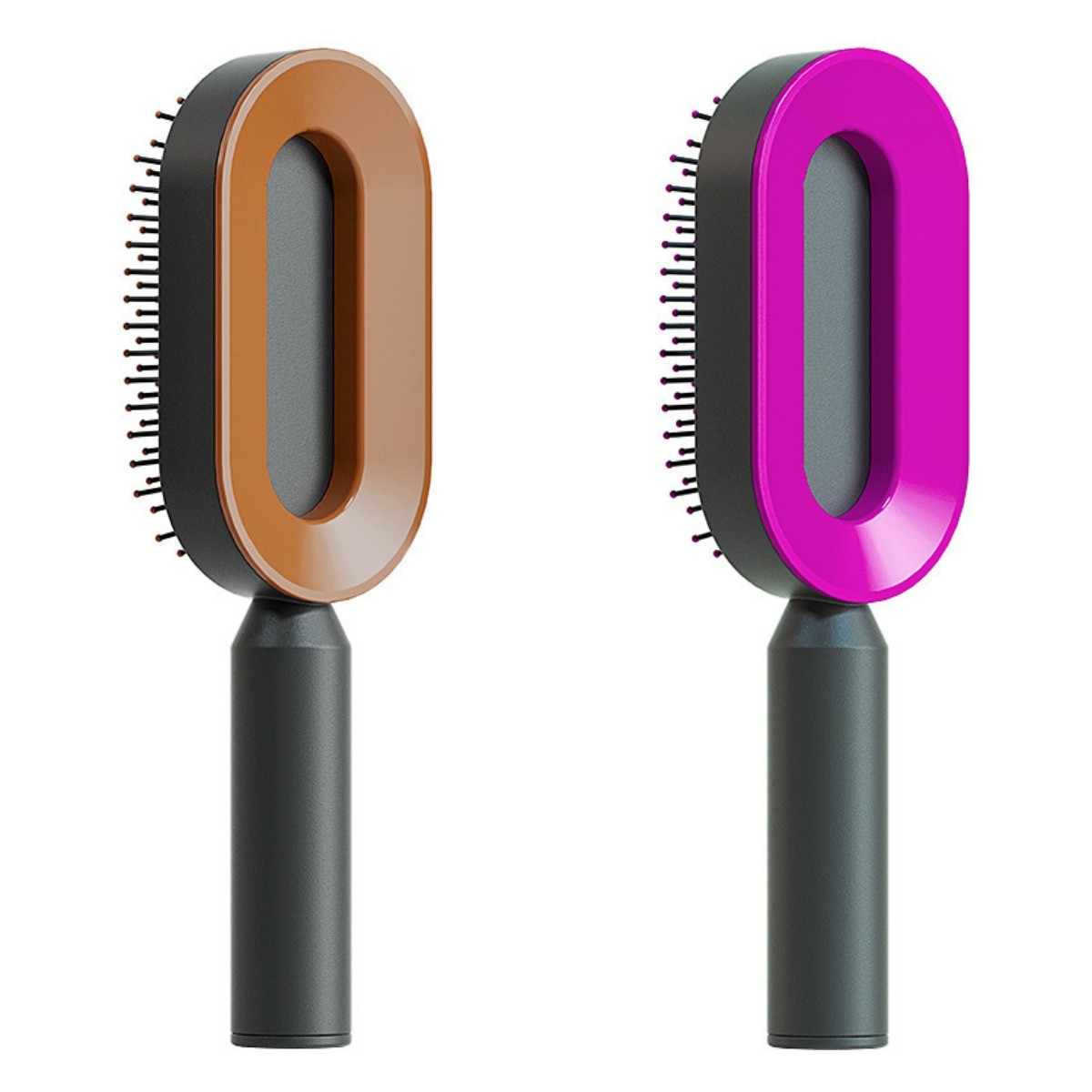 One Click Push Button Self Cleaning Hair Brush