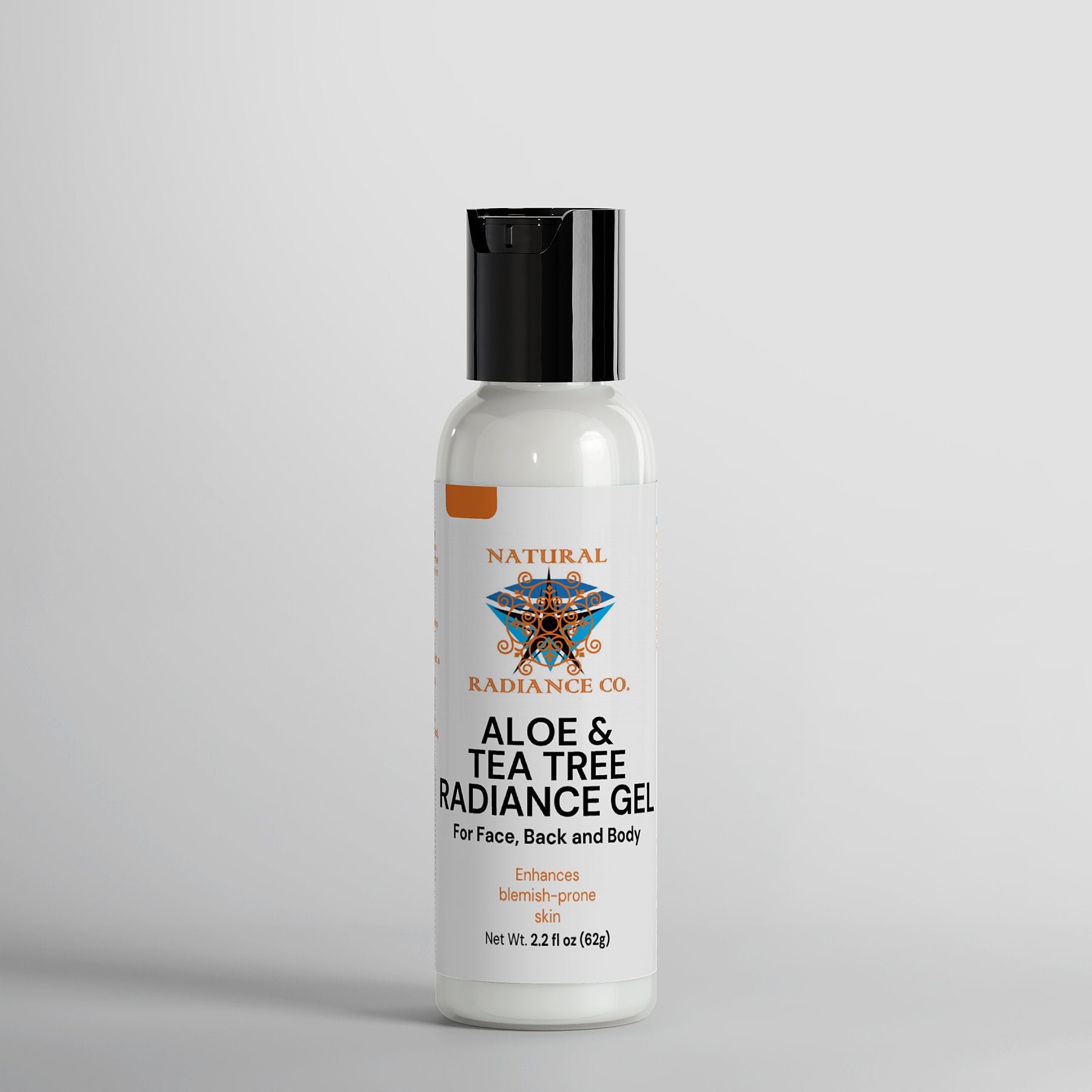 Aloe and Tea Tree Radiance Gel for blemish-prone skin, 2.2 fl oz bottle.