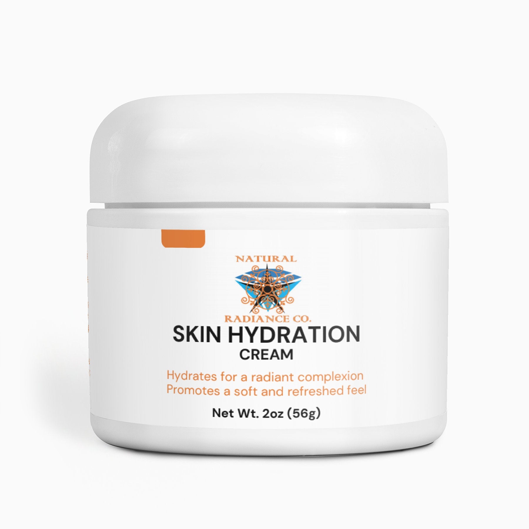 Skin Hydration Cream jar on white background, hydrates and smooths skin, 2 oz.