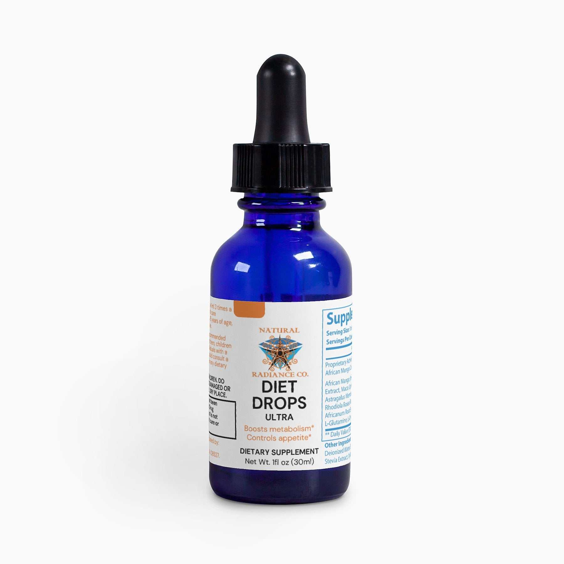 Diet Drops Ultra 1 oz bottle for weight loss support, boosts metabolism and leptin levels.