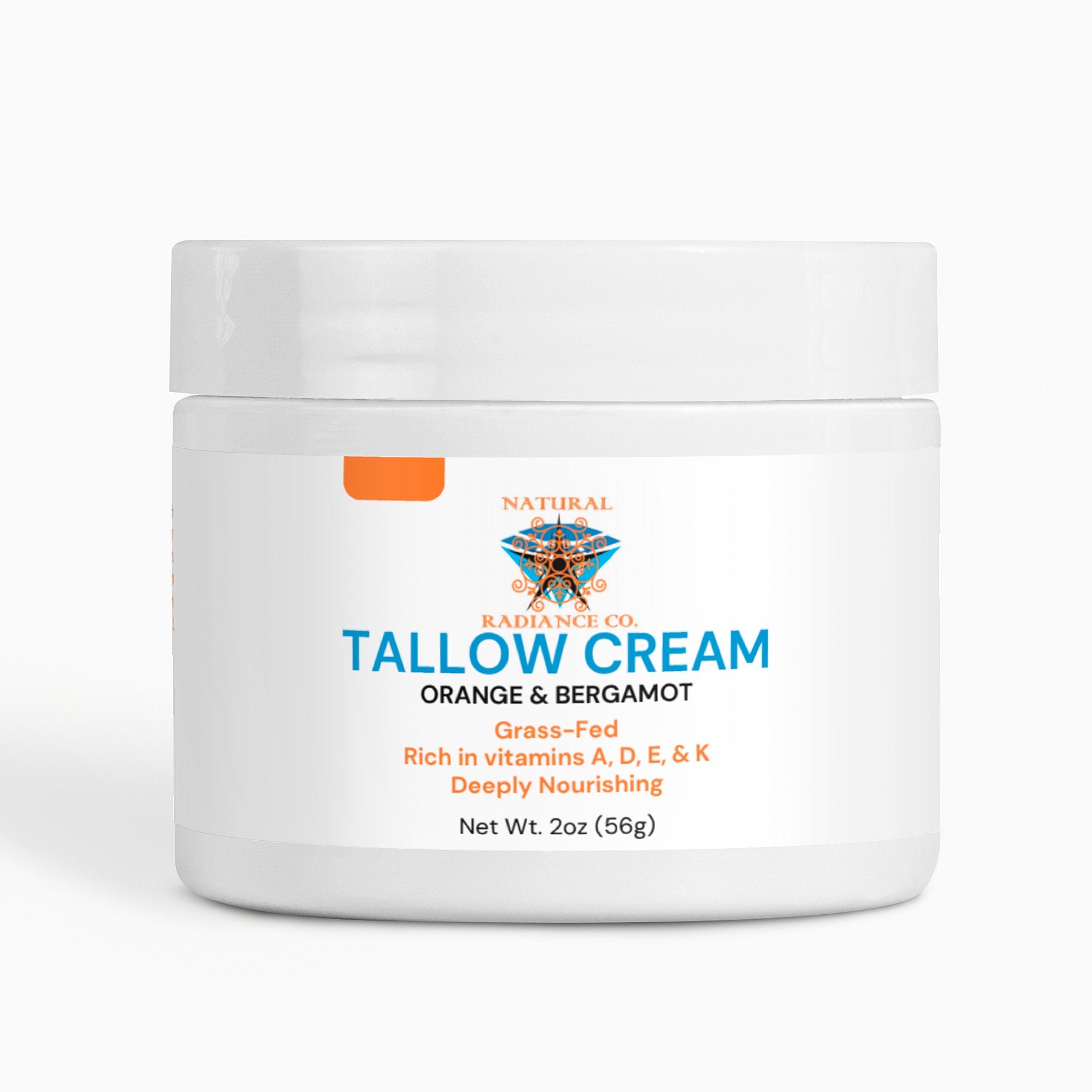 Tallow Cream Orange and Bergamot jar, grass-fed, rich in vitamins A, D, E, and K, 2 oz.