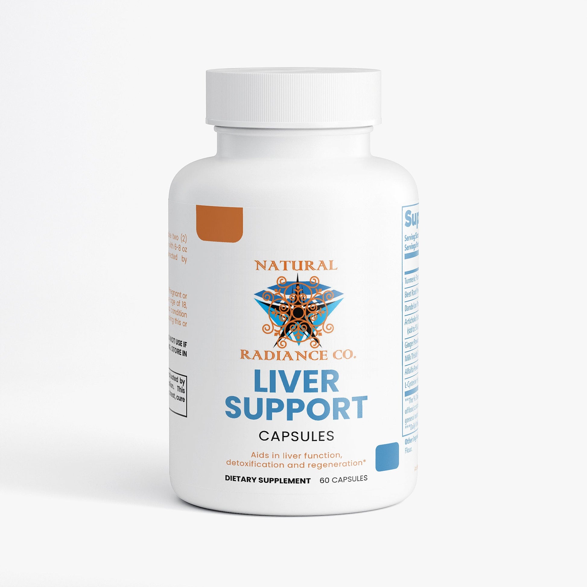 Bottle of Natural Radiance Co. Liver Support supplement with 60 capsules for liver detoxification and regeneration