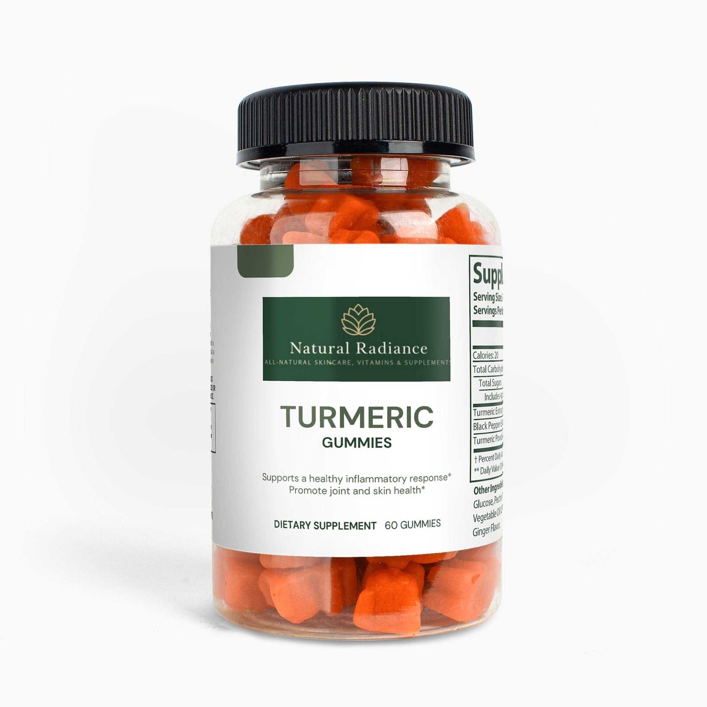 Turmeric Gummies with antioxidant Curcumin, gluten-free, vegetarian, allergen-free, antibiotic-free, non-GMO, and vegan-friendly supplements
