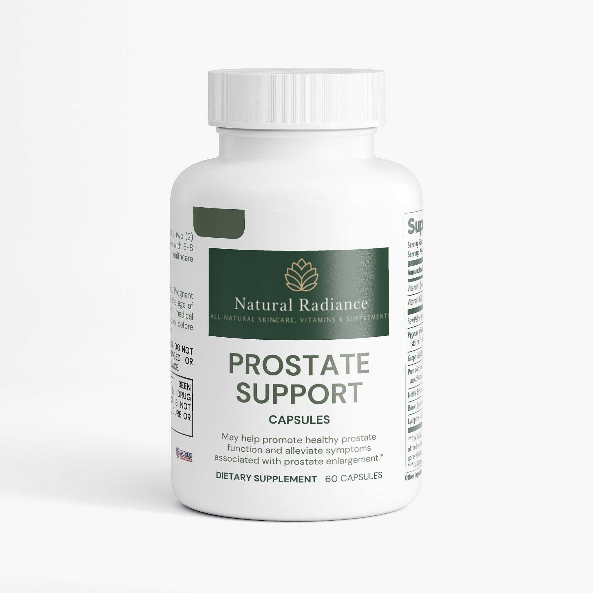 Prostate support supplement with natural ingredients and vitamins for men's wellness Non-GMO label