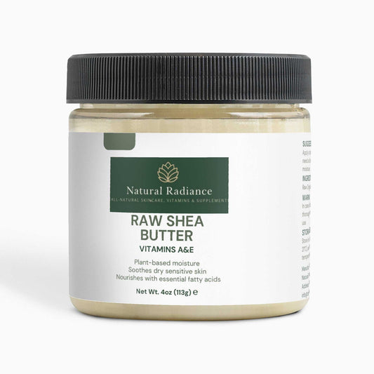 Organic Raw Shea Butter jar with natural moisturizing benefits and certifications