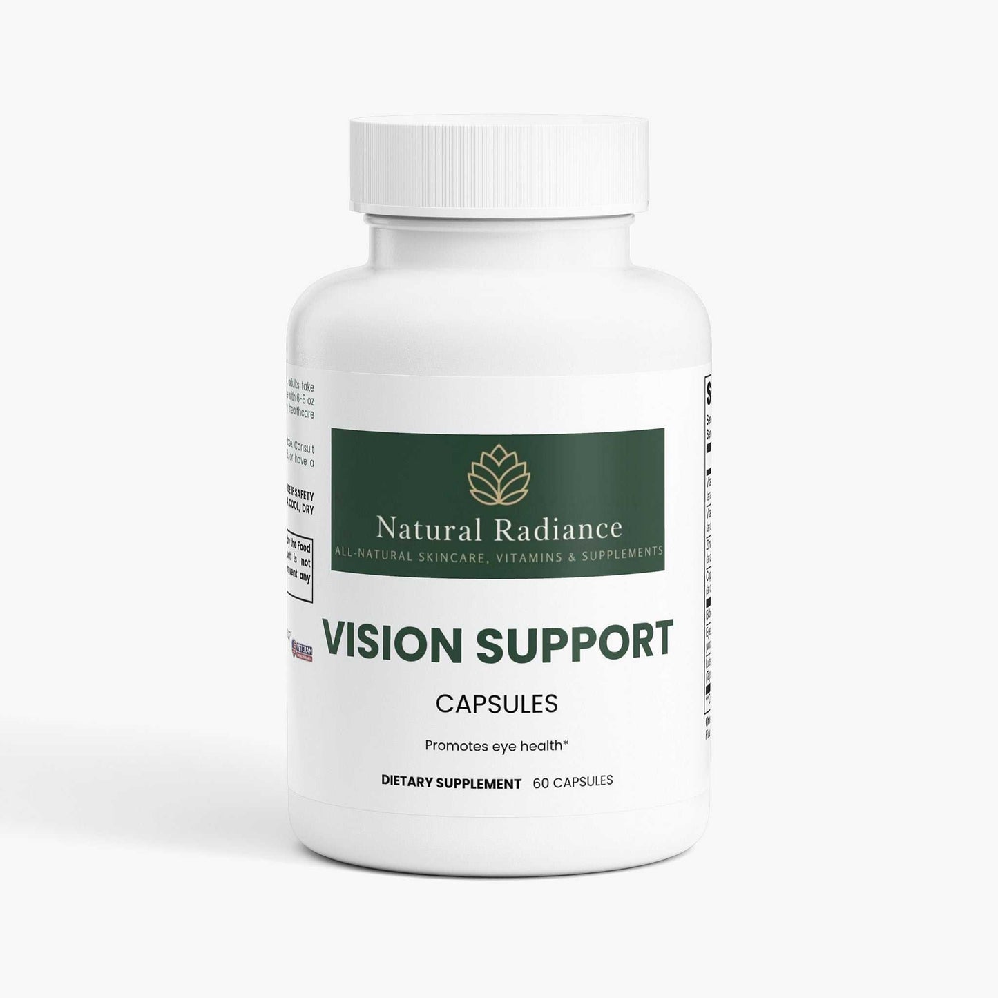 Non-GMO vision support supplement icon with natural ingredients