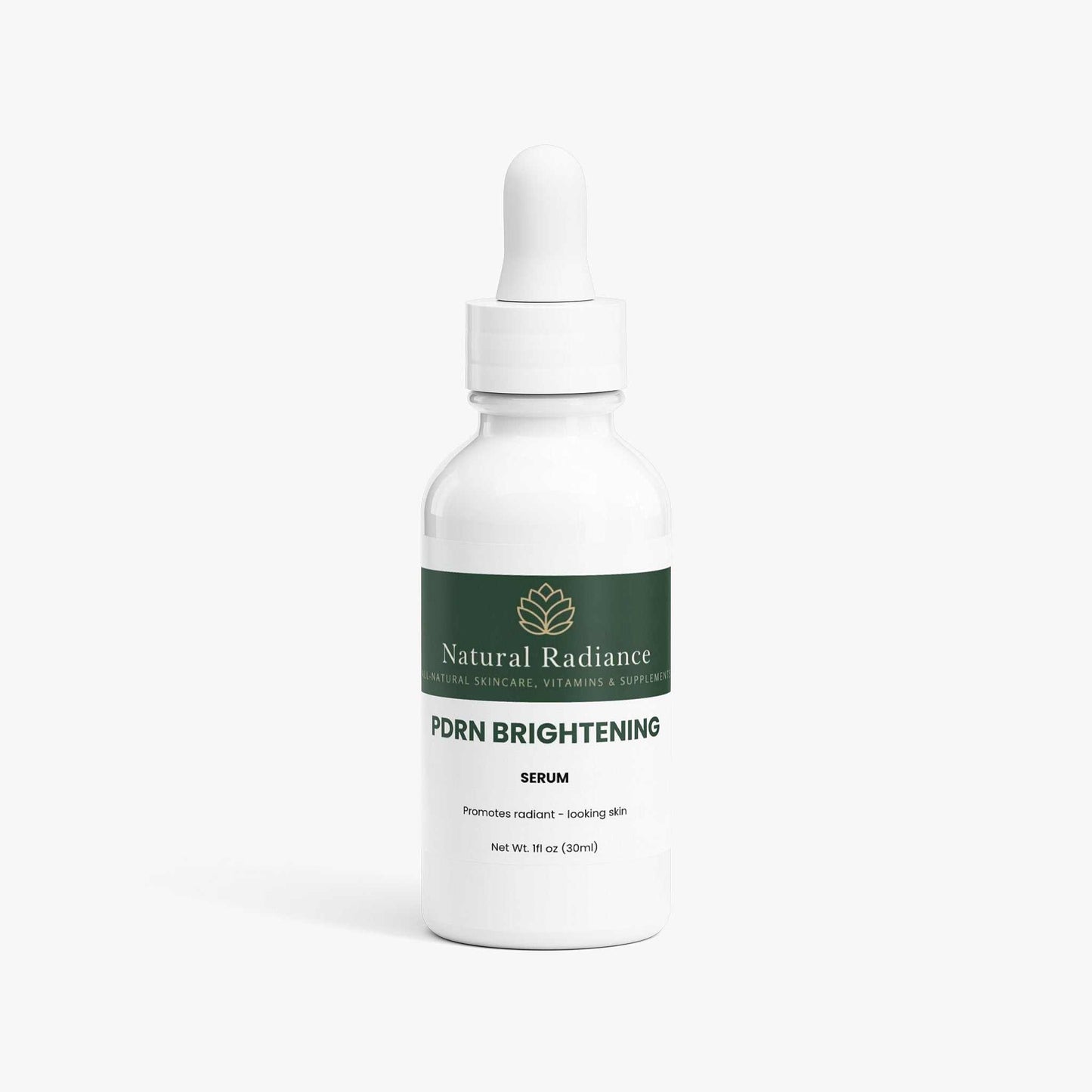Icons representing PDRN Brightening Serum's cruelty-free, fragrance-free, mineral oil-free, paraben-free, phthalate-free, silicone-free, sulfate-free, allergen-free, alcohol-free, vegan-friendly, and vegetarian attributes