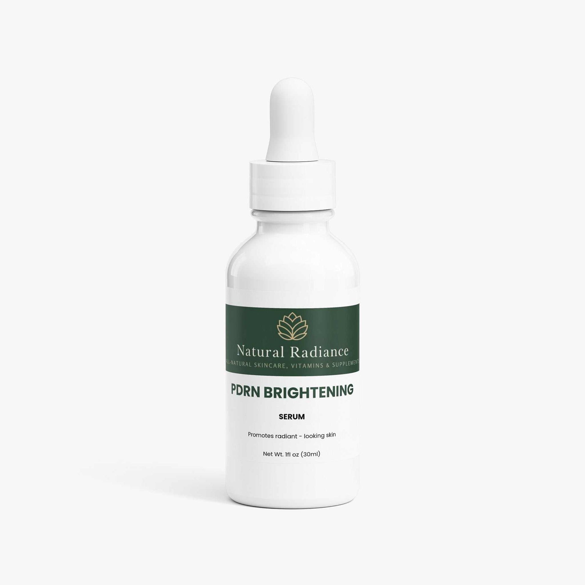 Icons representing PDRN Brightening Serum's cruelty-free, fragrance-free, mineral oil-free, paraben-free, phthalate-free, silicone-free, sulfate-free, allergen-free, alcohol-free, vegan-friendly, and vegetarian attributes