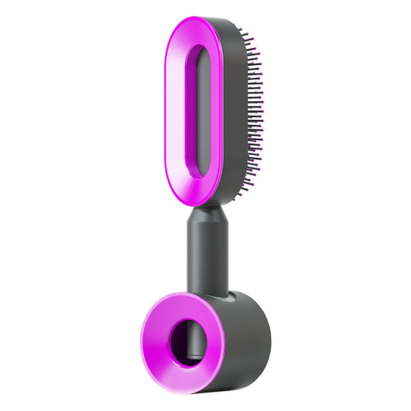 One Click Push Button Self Cleaning Hair Brush