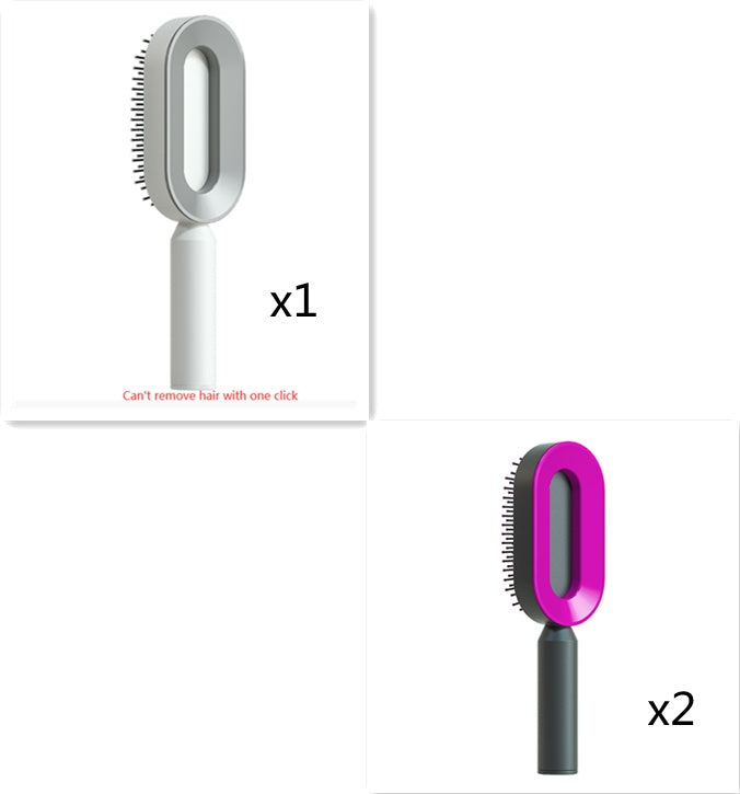 One Click Push Button Self Cleaning Hair Brush