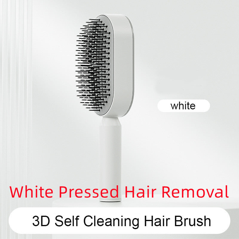 One Click Push Button Self Cleaning Hair Brush