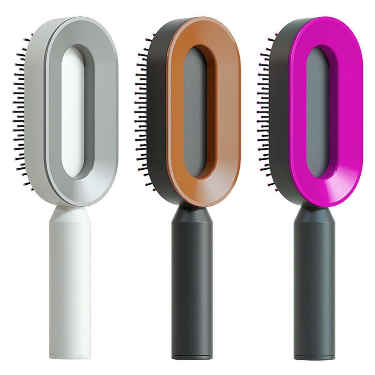 One Click Push Button Self Cleaning Hair Brush