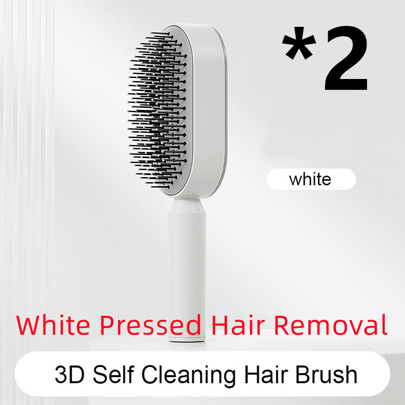 One Click Push Button Self Cleaning Hair Brush